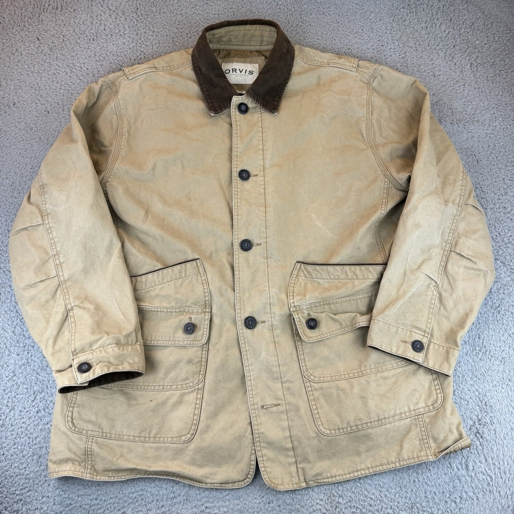 Orvis Barn Chore Field Coat‎ Jacket Quilted Insulated Lined Mens Xl Tan Khaki